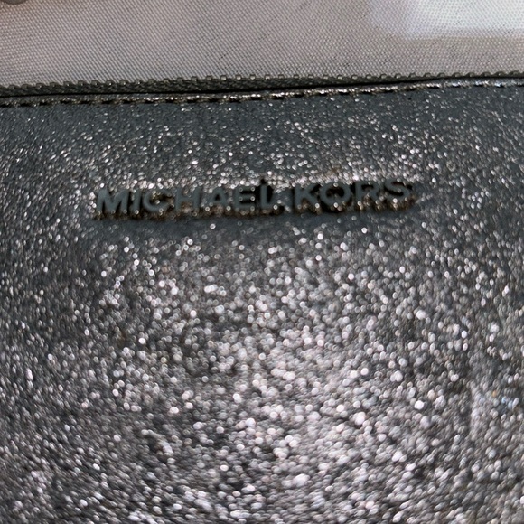Michael Kors Mini Silver Metallic Pouchette Bag - Picture 2 of 11
